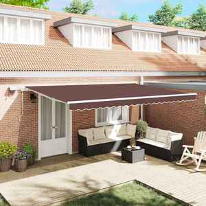 Imagine vidaXL Copertină retractabilă manual cu LED, maro, 500x300 cm