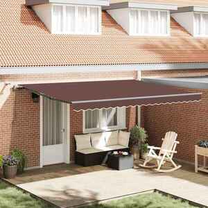Imagine vidaXL Copertina retractabilă automat cu LED-uri, vișiniu, 450x300 cm
