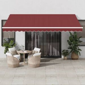Imagine vidaXL Copertina retractabilă manual cu LED, vișiniu, 450x350 cm