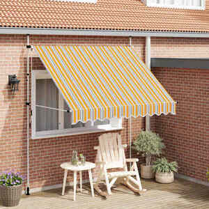 Imagine vidaXL Copertină retractabilă manual, dungi galben și albastru, 250 cm