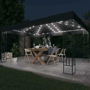 Imagine vidaXL Pavilion cu șir de lumini LED, antracit, 3x4 m, țesătură