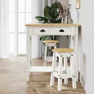 Imagine vidaXL Set mobilier de bar, 3 piese, alb, lemn masiv de pin