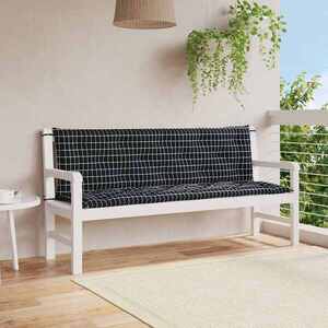 Imagine vidaXL Perne bancă de grădină, 2 buc, 150x50x7cm negru carouri, textil
