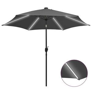 Imagine vidaXL Umbrelă de soare cu LED-uri, stâlp aluminiu, antracit, 300 cm