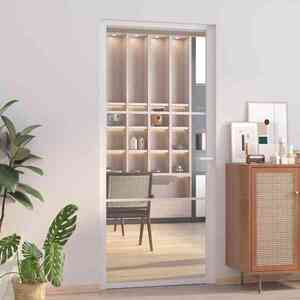 Imagine vidaXL Ușă de interior, 93x201, 5 cm, alb, sticlă ESG și aluminiu