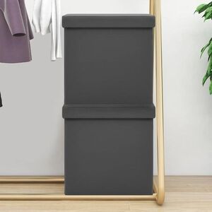 Imagine vidaXL Taburete de depozitare pliabile, 2 buc., gri, PVC