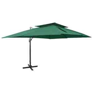 Imagine vidaXL Umbrelă în consolă cu înveliș dublu, verde, 400x300 cm