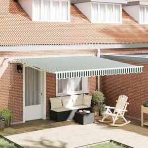 Imagine vidaXL Copertină retractabilă Verde și alb 400 × 300 cm Poliester