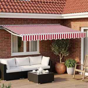 Imagine vidaXL Copertină retractabilă manuală Roșu și Alb 3 x 2, 5 m