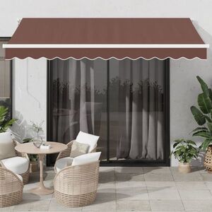 Imagine vidaXL Copertina retractabilă automat cu LED, maro, 350x250 cm