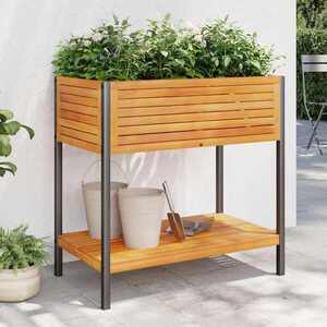 Imagine vidaXL Jardinieră de grădină cu raft 80x45x80cm lemn masiv acacia/oțel