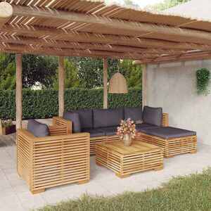 Imagine vidaXL Set mobilier de grădină cu perne, 6 piese, lemn masiv de tec
