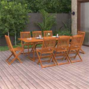 Imagine vidaXL Set mobilier de grădină 9 piese 220x90x75 cm, lemn masiv acacia
