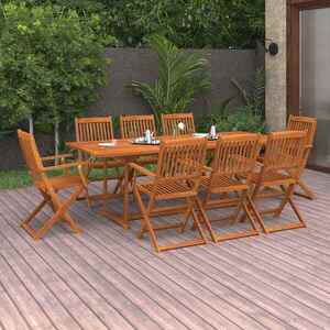 Imagine vidaXL Set mobilier de grădină 9 piese 220x90x75 cm, lemn masiv acacia