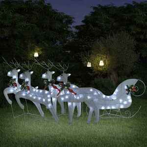 Imagine vidaXL Decorațiune de Crăciun cu reni&sanie 100 LED-uri alb exterior