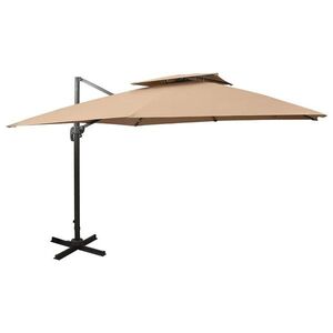 Imagine vidaXL Umbrelă de grădină cantilever cu blat dublu 300x300 cm taupe