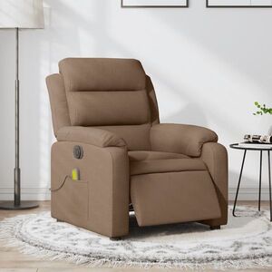 Imagine vidaXL Fotoliu electric de masaj rabatabil, maro, textil