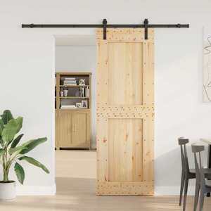 Imagine vidaXL Ușă glisantă NARVIK 80 x 210 cm (213, 5 cm) Natural și Negru