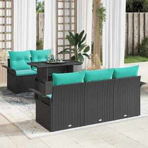 Imagine vidaXL Set de canapele pentru grădină 6 buc. Negru