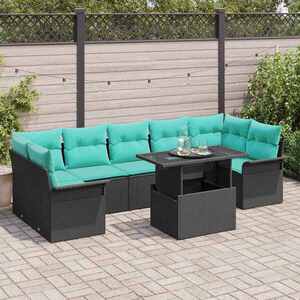 Imagine vidaXL Set de canapele pentru grădină 8 buc. Negru