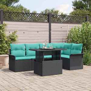 Imagine vidaXL Set de canapele pentru grădină 6 buc. Negru