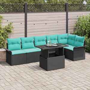 Imagine vidaXL Set de canapele pentru grădină 7 buc. Negru