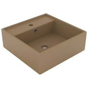 Imagine vidaXL Chiuvetă lux cu preaplin, crem mat, 41x41 cm, ceramică, pătrat