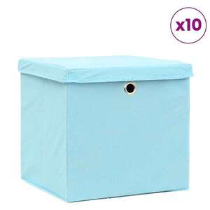 Imagine vidaXL Cutii depozitare cu capace 10 buc. albastru 32x32x32 cm, textil