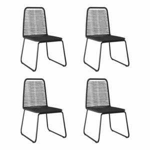 Imagine vidaXL Scaune de exterior, 4 buc., negru, poliratan