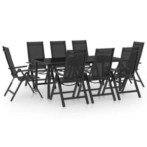 Imagine vidaXL Set mobilier de grădină, 9 piese, antracit, aluminiu
