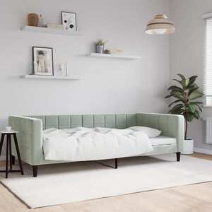 Imagine vidaXL Cadru de pat, gri deschis, 100x190 cm, catifea