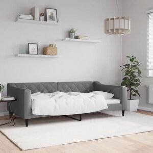 Imagine vidaXL Cadru de pat, gri închis, 100x190 cm, material textil