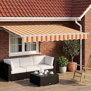 Imagine vidaXL Copertină retractabilă manuală Galben și portocalie 3 x 2, 5 m