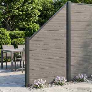 Imagine vidaXL Set de Gard 5 buc. 792 x 186 cm WPC și Aluminiu Gri