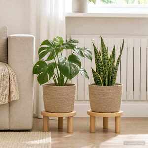 Imagine vidaXL Set de Ghivece pentru Plante 2 buc. natural Ø 28 x 28 cm