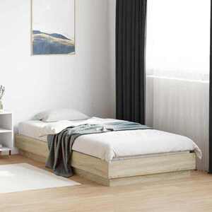 Imagine vidaXL Cadru de pat cu LED Stejar Sonoma 80 x 200 cm Lemn prelucrat
