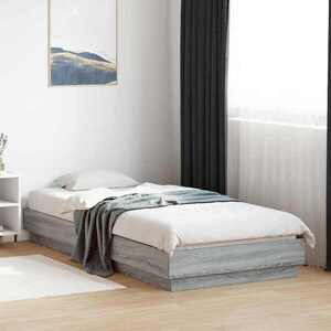 Imagine vidaXL Cadru de pat cu LED Sonoma gri 80 x 200 cm Lemn prelucrat