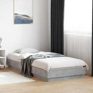 Imagine vidaXL Cadru de pat cu LED Gri Beton 80 x 200 cm Lemn prelucrat