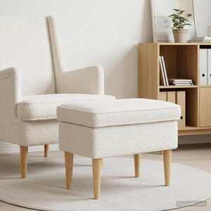 Imagine vidaXL Taburet Crem 55 x 35 x 41 cm Bouclé