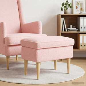 Imagine vidaXL Taburet Roz 55 x 35 x 41 cm Bouclé