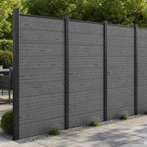 Imagine vidaXL Panou de Gardă 95 x 186 cm WPC și Aluminiu Gri