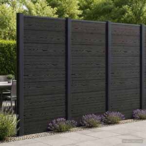 Imagine vidaXL Panou de Gardă 95 x 186 cm WPC și Aluminiu Negru