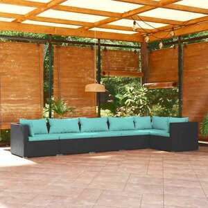 Imagine vidaXL Set mobilier de grădină cu perne, 6 piese, negru, poliratan
