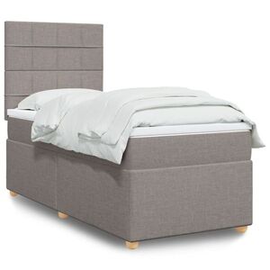 Imagine vidaXL Pat box spring cu saltea, gri taupe, 80x200 cm, textil