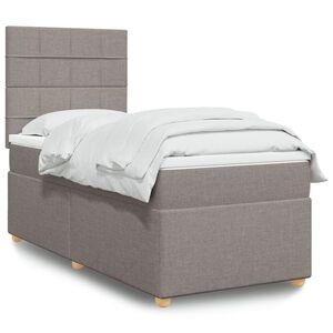 Imagine vidaXL Pat box spring cu saltea, gri taupe, 80x200 cm, textil