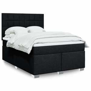 Imagine vidaXL Pat box spring cu saltea, negru, 160x200 cm, textil