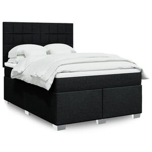 Imagine vidaXL Pat box spring cu saltea, negru, 160x200 cm, textil