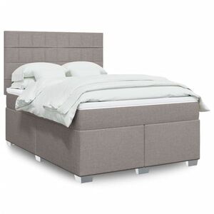 Imagine vidaXL Pat box spring cu saltea, gri taupe, 160x200 cm material textil