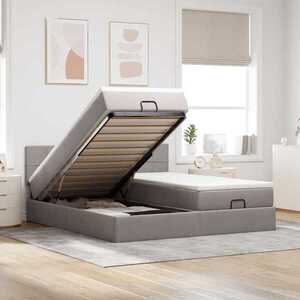 Imagine vidaXL Cadru de pat otoman cu saltele Taupe 160x200cm Material