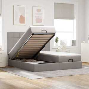 Imagine vidaXL Cadru de pat otoman cu saltele Taupe 160x200cm Material